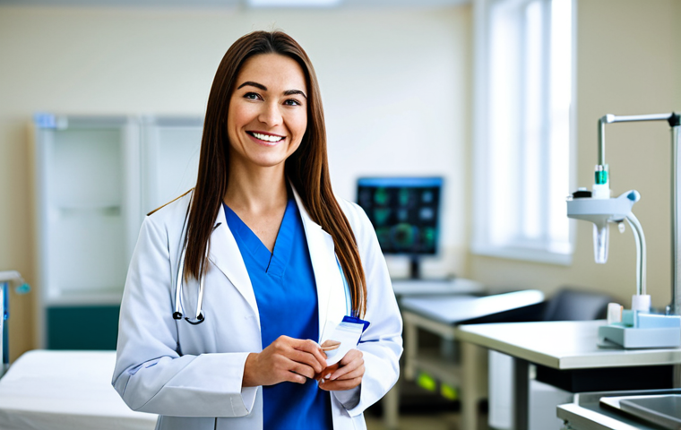 **

"A professional female doctor in a fully clothed, modest lab coat, standing in a modern, well-lit hospital. She is smiling gently. Background shows blurred medical equipment and staff. Safe for work, appropriate content, perfect anatomy, natural proportions, professional, family-friendly, well-formed hands, proper finger count, natural body proportions, high resolution."

**
