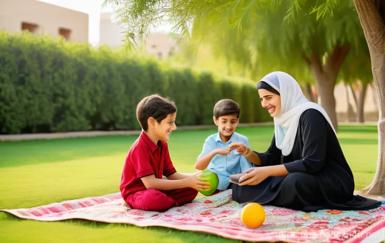 디지털 네이티브 세대 교육 - **Prompt: Future Digital Innovators in an Arab Setting**
    A vibrant, sun-drenched scene inside a ...