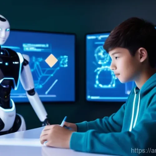 교육용 AI 챗봇 활용 - **Prompt 1: Futuristic Personalized Learning Experience**
    A bright, clean, and modern study room...