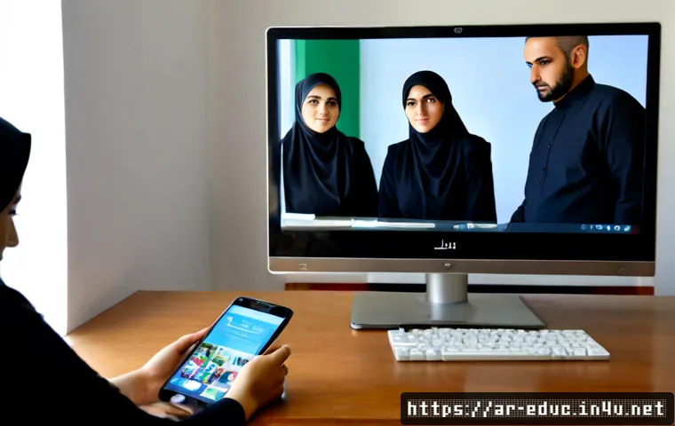 미디어 리터러시 교육 - Photorealistic media literacy lesson in a modern Arabic-speaking community classroom, Middle Eastern...